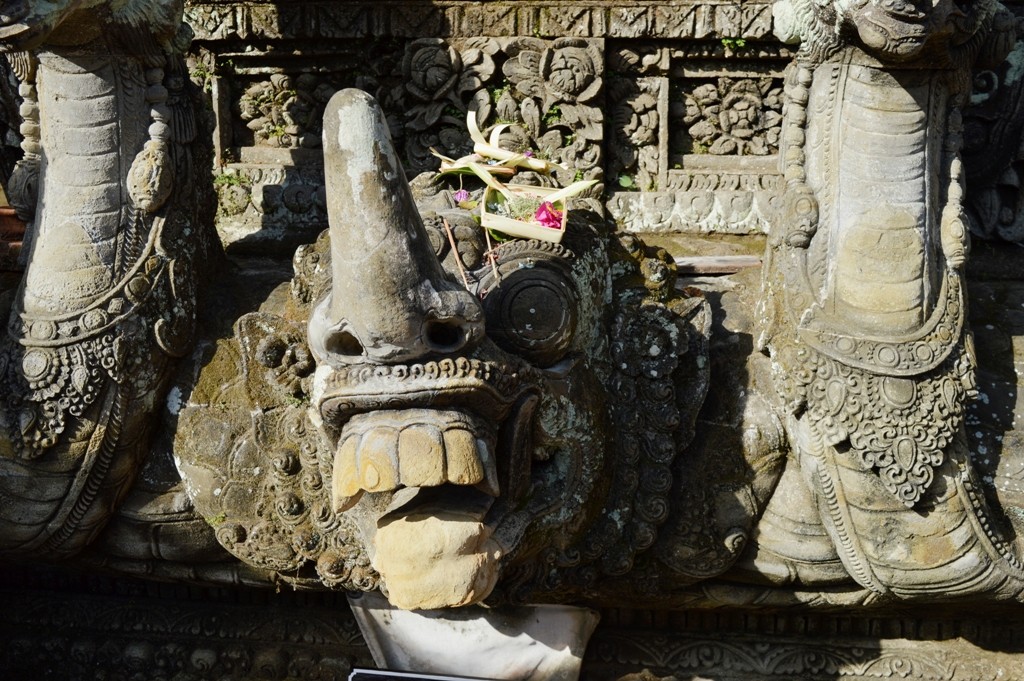 Tijdens mijn verblijf op Bali in juni 2015 heb ik daar meerdere tempels bezocht en heb daar herhaalde malen voorbeelden gezien van schildpadkoppen, die allemaal op deze leken.
